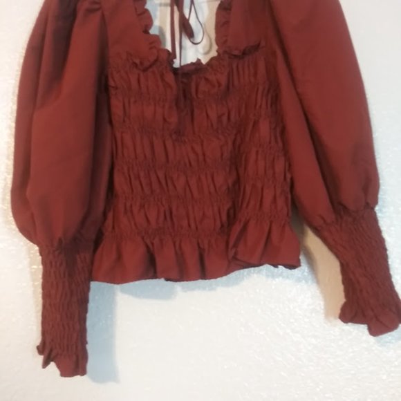 Milk & Honey women's size L rust colored long sleeve blouse - Picture 6 of 15